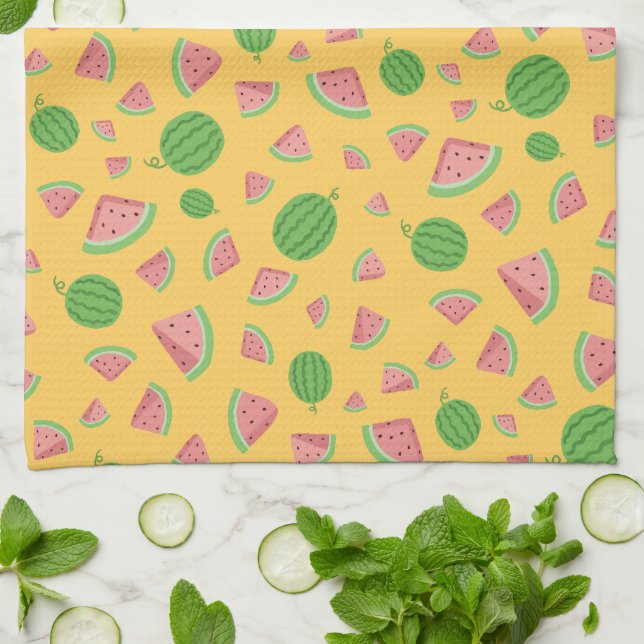 Serviettes de cuisine pastèque sucrée d'été (Plié)
