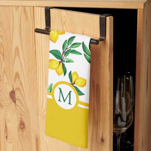Serviettes de cuisine personnalisées au monogramme (Pliage en tiers)