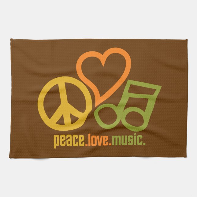 Serviettes de cuisine personnalisées Peace-Love-Mu (Horizontal)