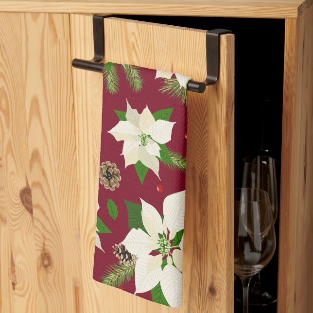 Serviettes de cuisine Poinsettia (Pliage en tiers)
