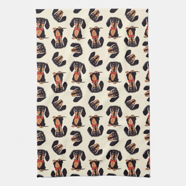 Serviettes de cuisine pour chien saucisse errant (Vertical)