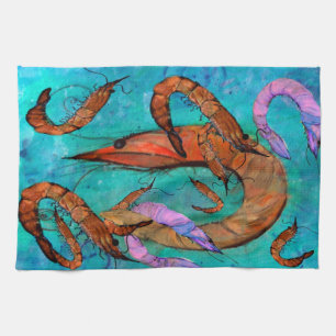 Serviettes de cuisine pour fête aux crevettes