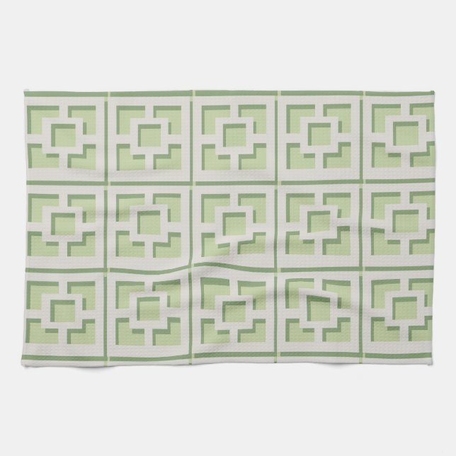 Serviettes de cuisine Retro Green Trellis (Horizontal)