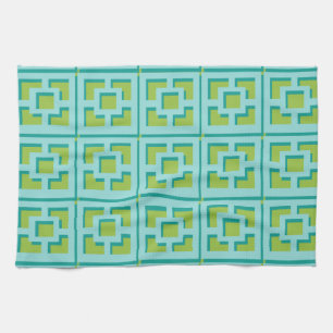 Serviettes de cuisine Retro Turquoise et Green Tre
