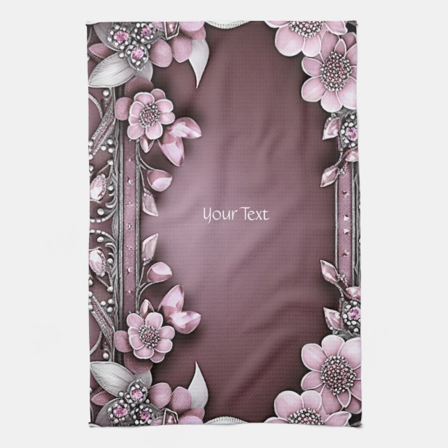 Serviettes De Cuisine Rose Floral (Vertical)