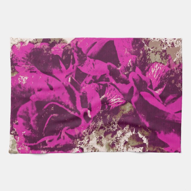 Serviettes de cuisine Rose violet aquarelle (Horizontal)