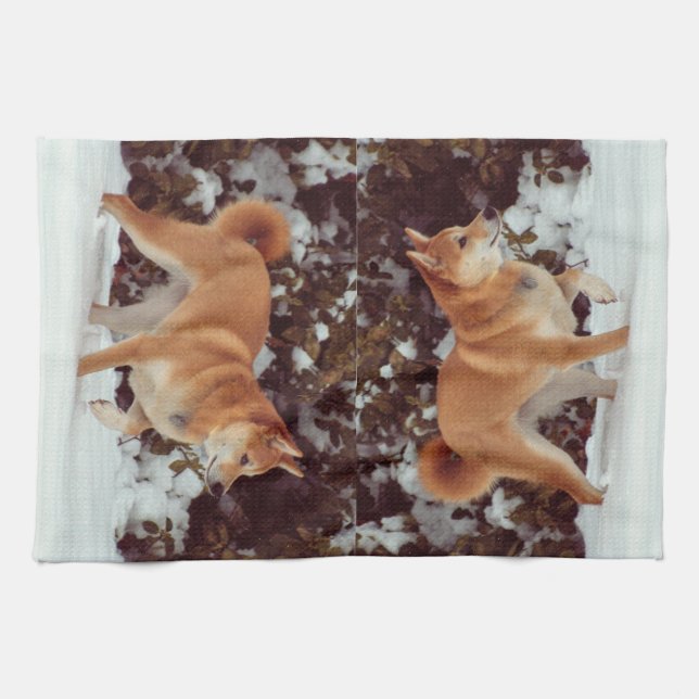 Serviettes de cuisine Shiba Inu (Horizontal)