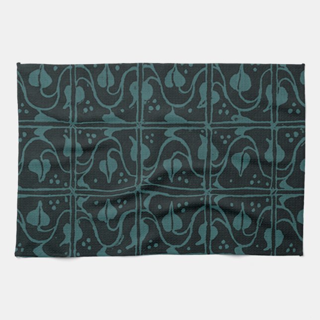 Serviettes de cuisine turquoises noires de rétros (Horizontal)