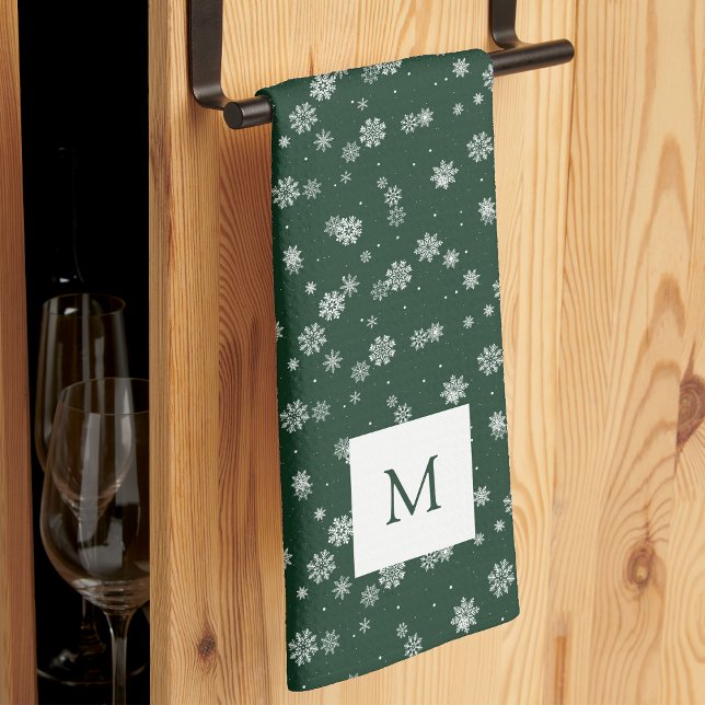 Serviettes de cuisine vertes monogrammées (Monogrammed Green Kitchen Towels
)