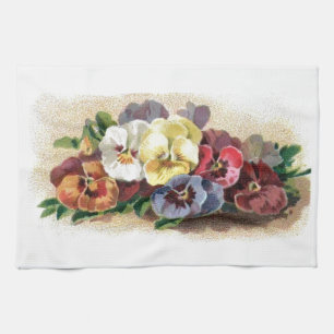 Serviettes de cuisine vintages de pensées
