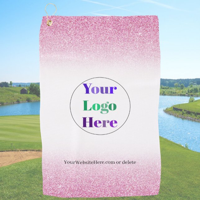 Serviettes de golf personnalisées roses avec logo  (Créateur téléchargé)