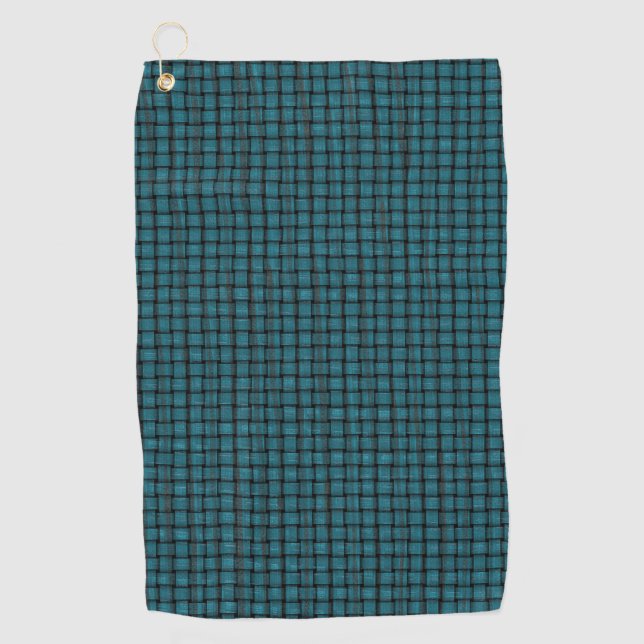 Serviettes de golf turquoise et Black Weave Motif (Devant)