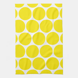 Serviettes De Motif Pois Blanches Et Jaunes