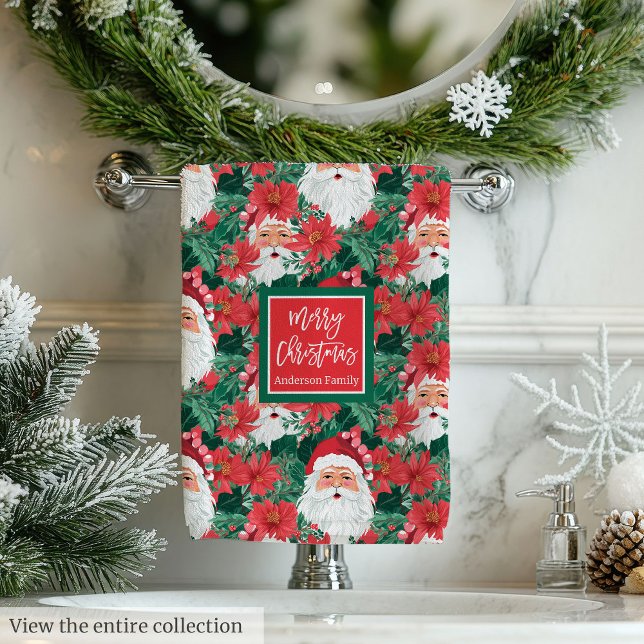 Serviettes de Noël tendance rose chaud et rouge pr (Trendy hot pink and red Christmas preppy towels)