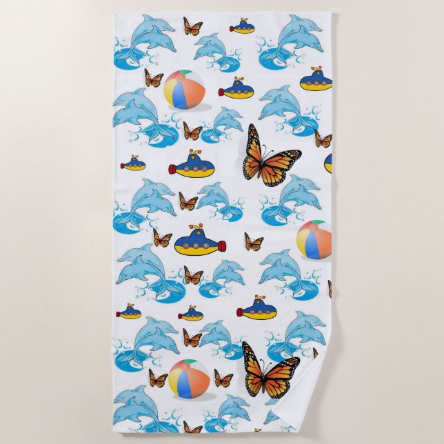 Serviettes de plage Dauphin (Devant)