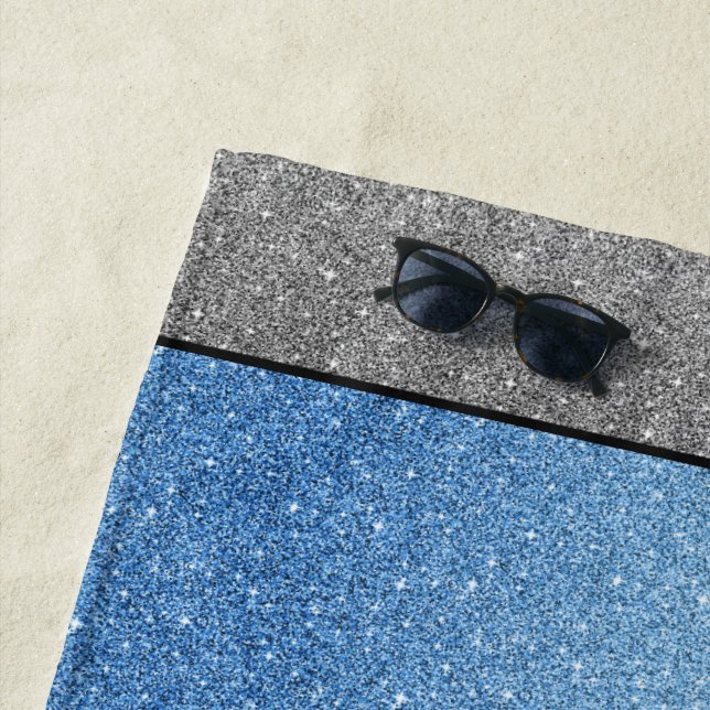 Serviettes de plage en Parties scintillant bleu/ar (En situation)