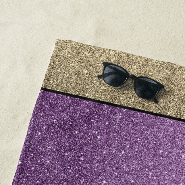 Serviettes de plage en Parties scintillant violet/ (En situation)