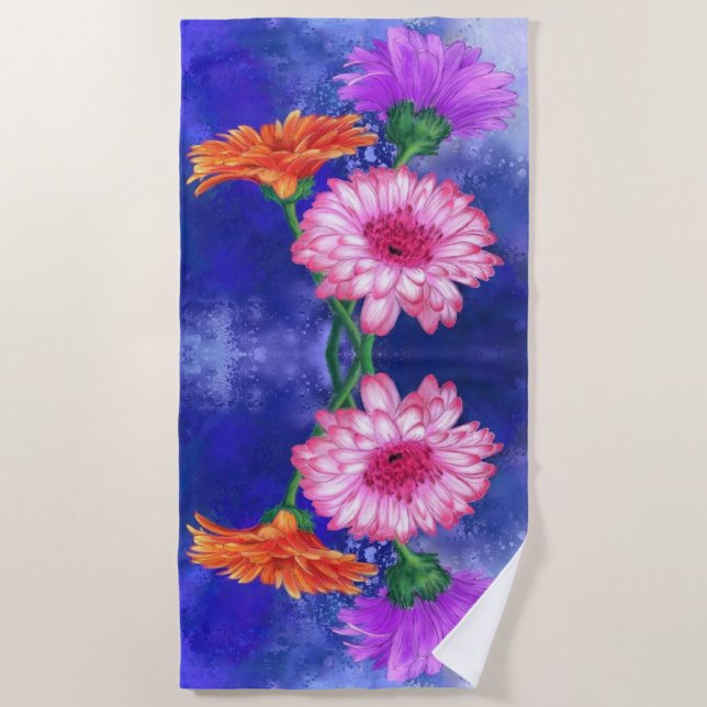 Serviettes de plage Gerberas Trois Couleurs (Devant)