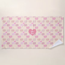 Serviettes de plage personnalisées Baby Girl Eleph