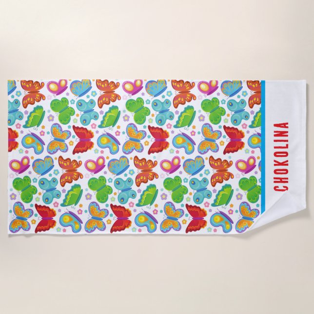Serviettes de plage pour femmes Papillons arc-en-c (Devant)