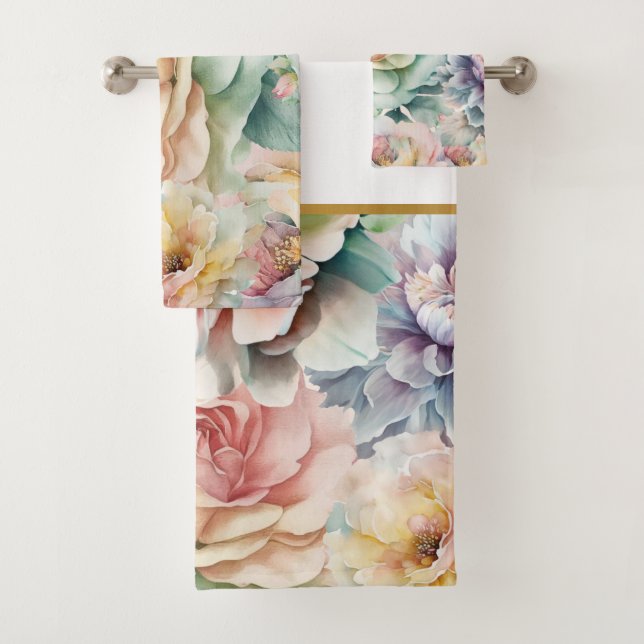SERVIETTES DE SALLE DE BAINS DE JARDIN FLEURI PAST (En situation)