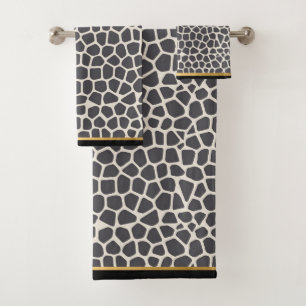 SERVIETTES DE SALLE DE BAINS EN LEOPARD NOIR GRIS