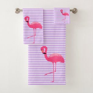SERVIETTES DE SALLE DE FLAMANTS ROSES EN COURANT