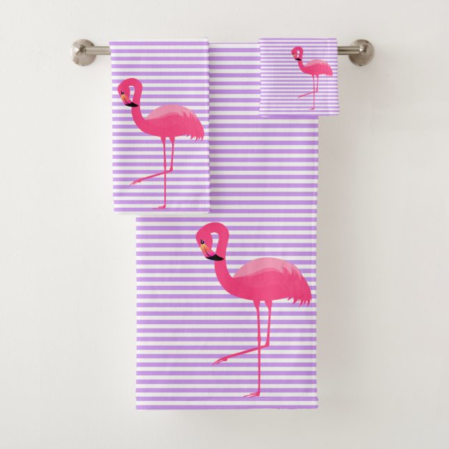 SERVIETTES DE SALLE DE FLAMANTS ROSES EN COURANT (En situation)