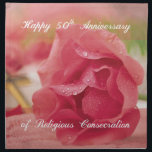 Serviettes De Table 50e anniversaire du Rose de la consécration religi<br><div class="desc">Souhaitez un joyeux anniversaire de religieuse alors qu'elle célèbre son 50e anniversaire de consécration religieuse. Une rose rose est au premier plan avec une croix d'or dans l'arrière - plan. Beau cadeau,  souvenir ou cadeau pour cette occasion religieuse spéciale !</div>