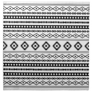 Serviettes De Table Aztec noir sur blanc Motifs mélangés Motif