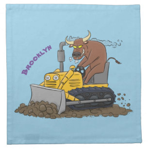 Serviettes De Table Drôle bulldozer de conduite de taureaux