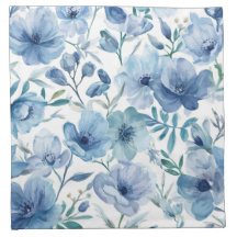 Jardin floral aquarelle botanique bleu