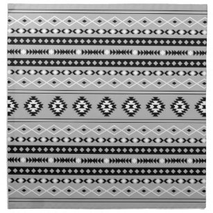 Serviettes De Table Motif de motifs mixtes noir blanc aztèque