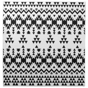 Serviettes De Table Motif géométrique Aztec noir et blanc