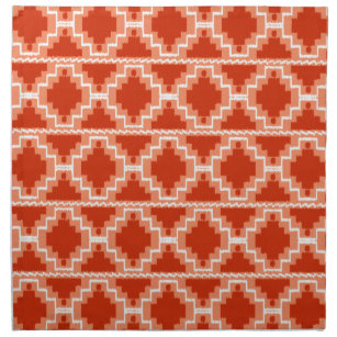 Serviettes De Table Motif Ikat Aztec - Rouille, Orange et blanc