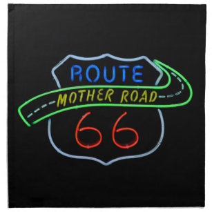 Serviettes De Table Route 66, Route Mère, Panneau néon
