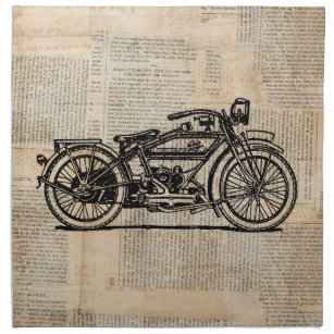 Serviettes De Table Style de texte du journal d'art de moto vintage