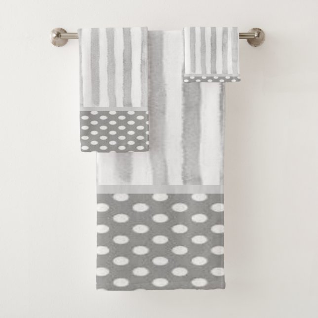 Serviettes de toilette Gris Polkadot (En situation)