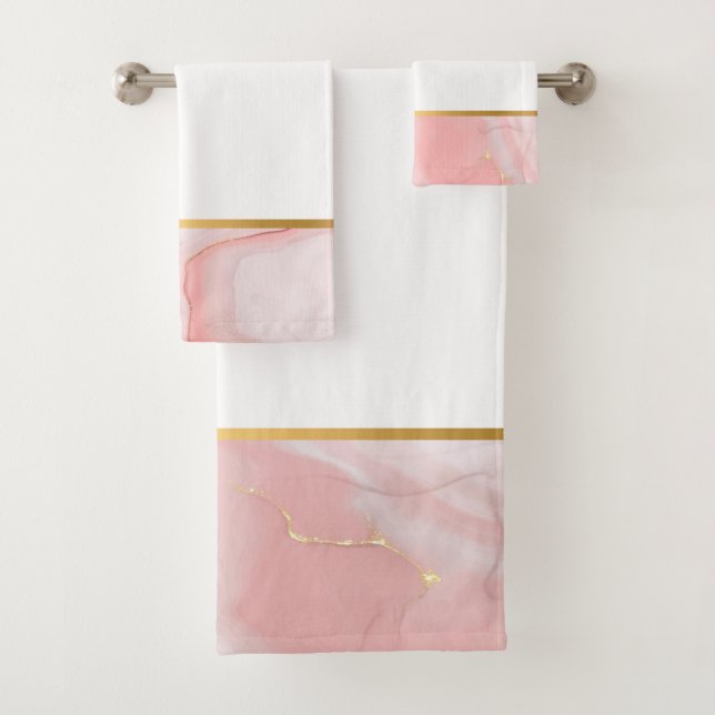 SERVIETTES EN MARBRE ROSE OR (En situation)