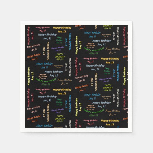 Serviettes en papier 11 janvier Anniversaire (Devant)