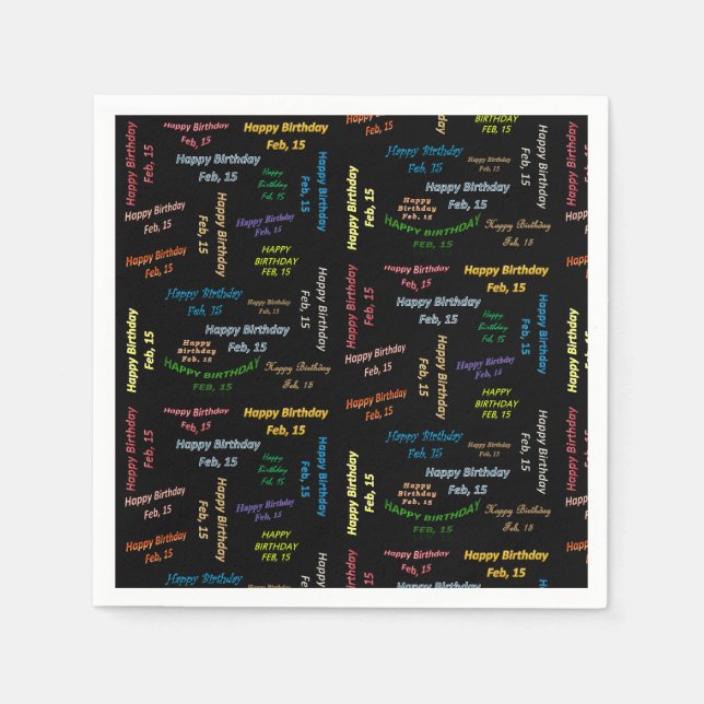Serviettes en papier 15 février Anniversaire (Devant)