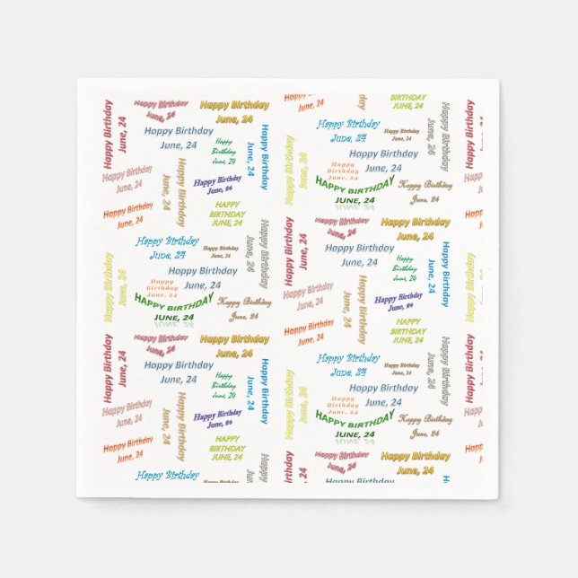 Serviettes en papier 24 juin Anniversaire (Devant)