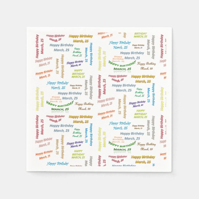 Serviettes en papier 25 mars Anniversaire (Devant)