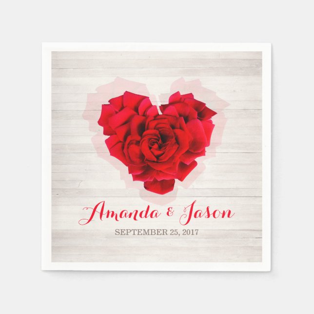 Serviettes en papier à cocktail mariage de rose ro (Devant)