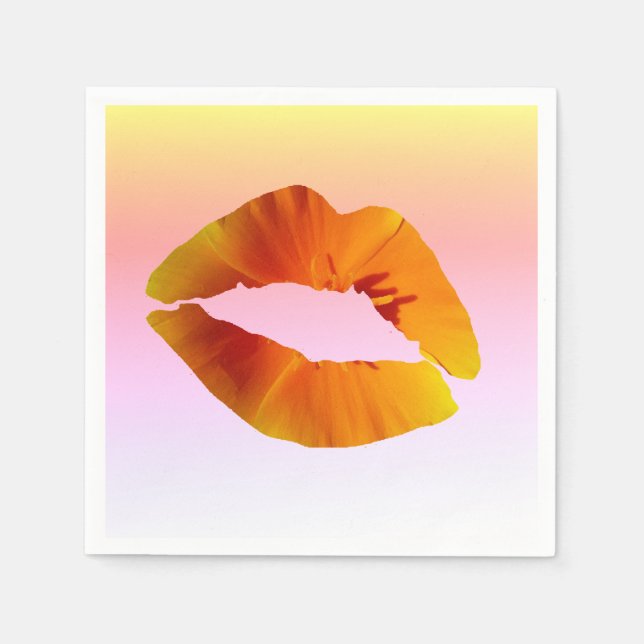 Serviettes en papier à cocktail Red Lips (Devant)