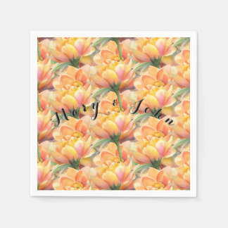 Serviettes en papier à fleurs avec personnalisatio