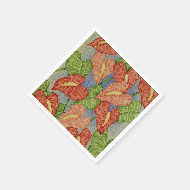 Serviettes en papier à fleurs pour anthuriums trop (Coin)