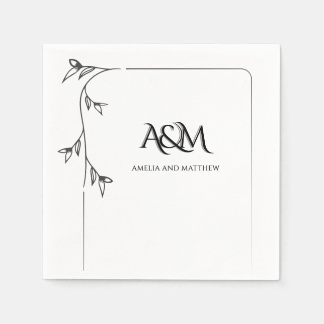 Serviettes en papier à monogramme de mariage (Devant)