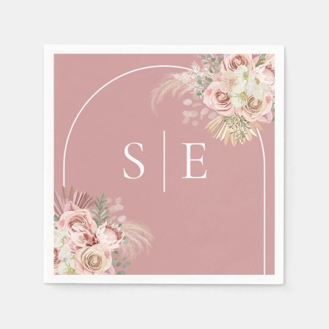 Serviettes en papier à monogramme en forme d'arche (Devant)