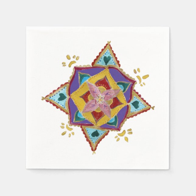 Serviettes en papier à motif de fleurs Mandala (Devant)